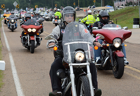 More than 300 bikers, from across the United States, gather during the final day of the Trail of Honor. The bikers will then continue their journey to Washington, D.C., and join thousands of others, in Rolling Thunder 2017. 